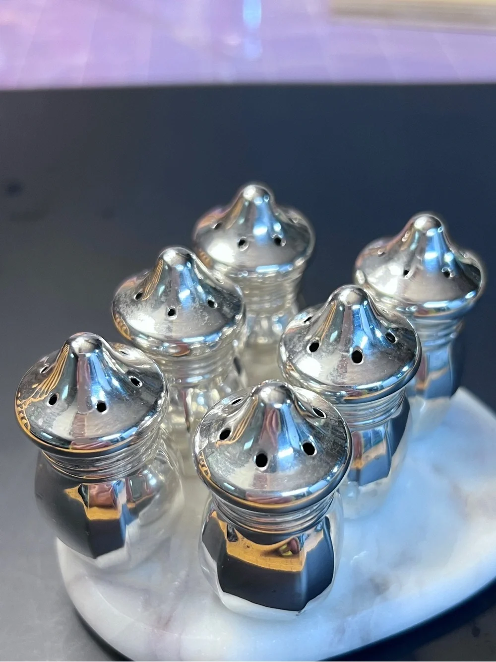 Set of 6 Vintage Sterling Silver Salt & Peper Shakers
